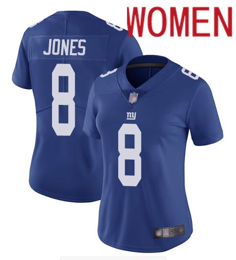 Women New York Giants 8 Jones Blue Nike Vapor Untouchable Limited NFL Jersey